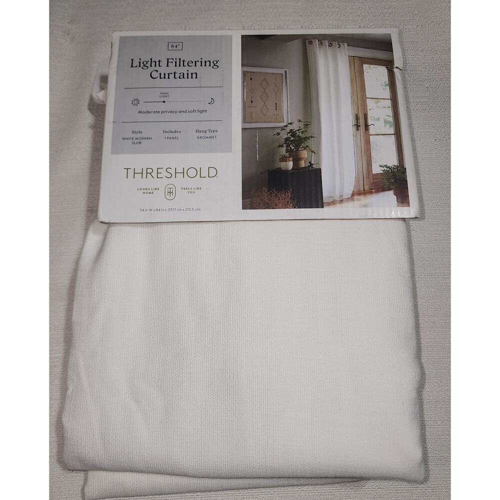 Threshold light filter curtain W54'' x L 84'' White Modern Slub